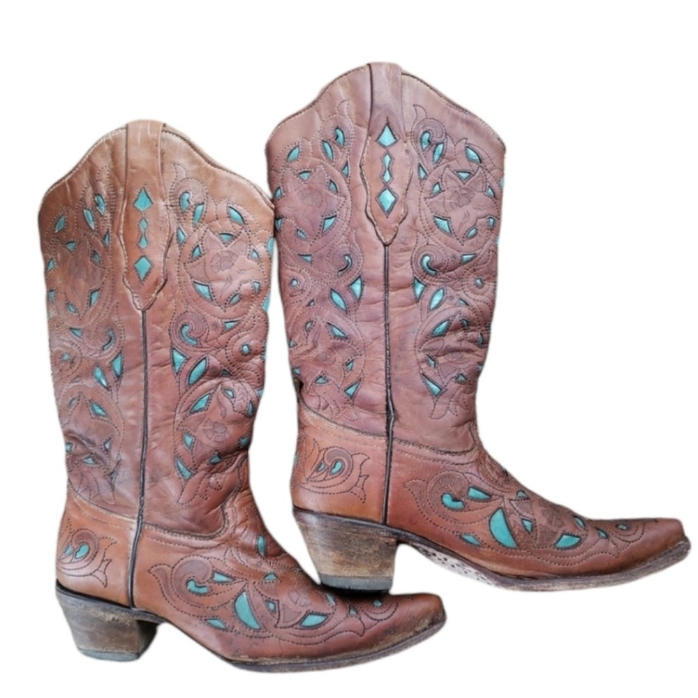 Corral Vintage cowboy boots 7 a1952 turquoise